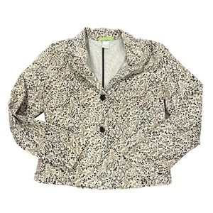 Sigrid Olsen Jacket Tan Cotton Floral Corduroy Pocket 2 Button Front Size 10